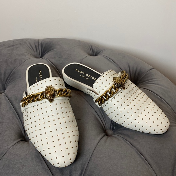 Kurt Geiger Shoes - White and gold Kurt Geiger chelsea mules